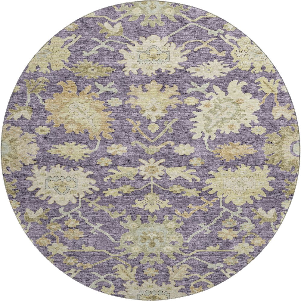 Premium Machine Washable Mayfield AMF1150 Eggplant 8' x 8' Round Rug. Picture 1