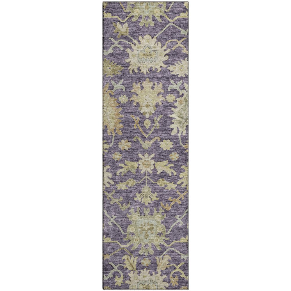 Premium Machine Washable Mayfield AMF1150 Eggplant 2'3" x 7'6" Runner Rug. Picture 1