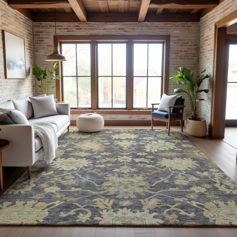 Premium Machine Washable Mayfield AMF1150 Gray 2'6" x 3'10" Rug. Picture 5