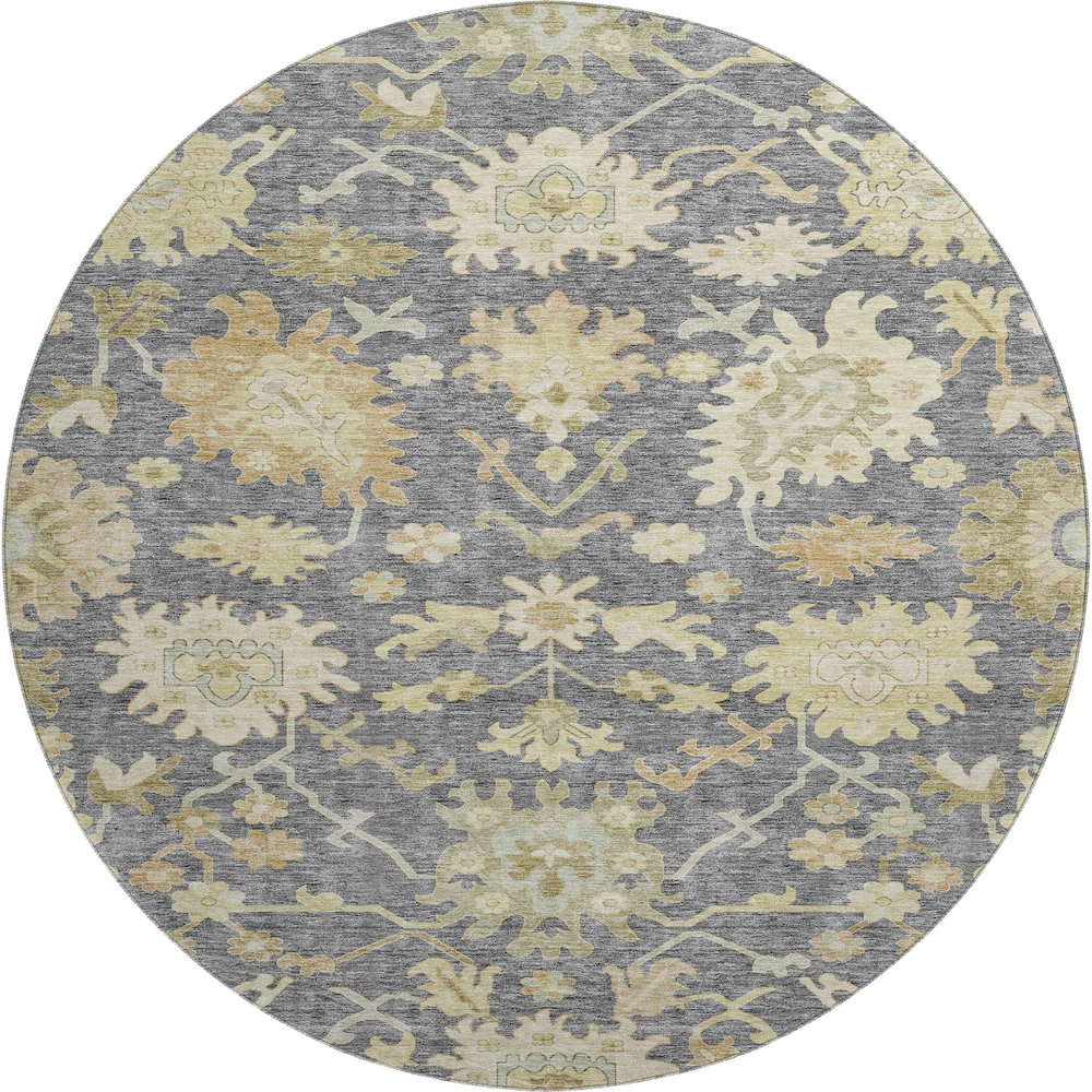 Premium Machine Washable Mayfield AMF1150 Gray 8' x 8' Round Rug. Picture 1