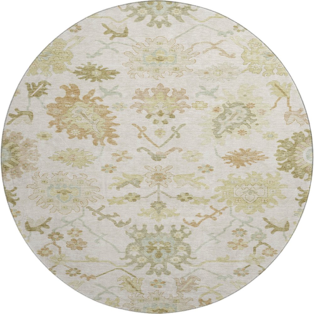 Premium Machine Washable Mayfield AMF1150 Ivory 8' x 8' Round Rug. Picture 1