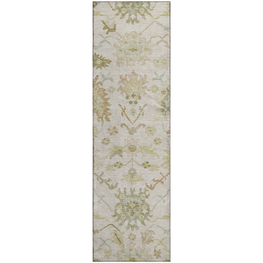 Premium Machine Washable Mayfield AMF1150 Ivory 2'3" x 7'6" Runner Rug. Picture 1