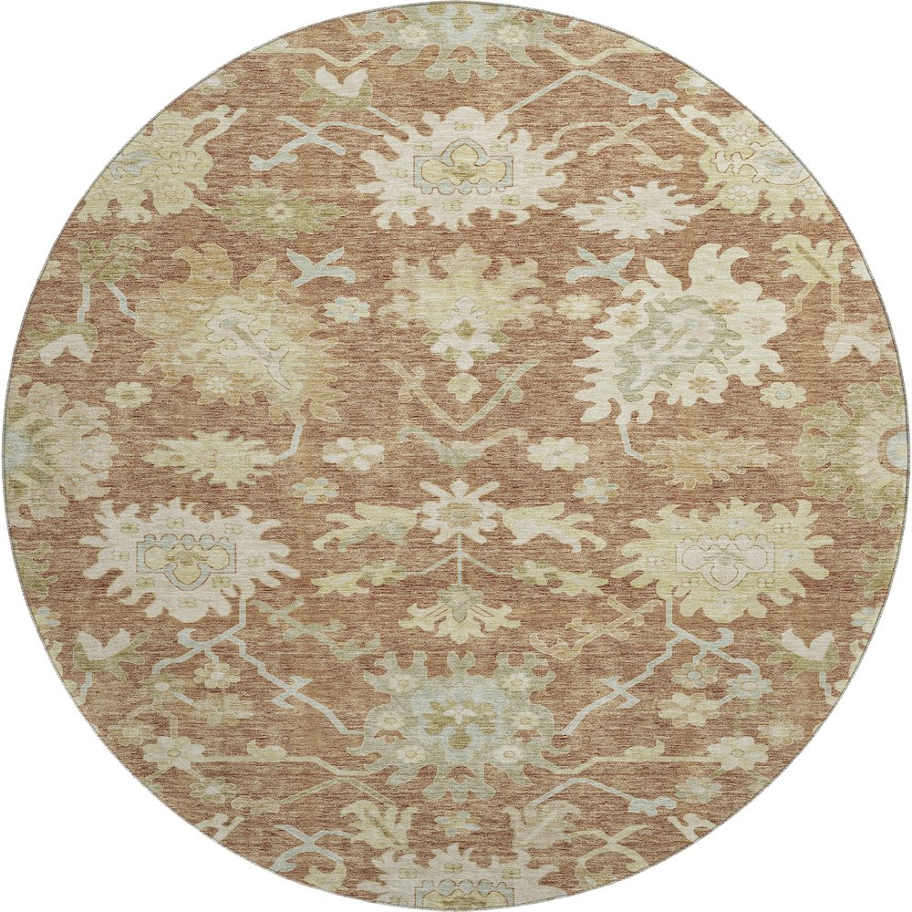 Premium Machine Washable Mayfield AMF1150 Paprika 8' x 8' Round Rug. Picture 1