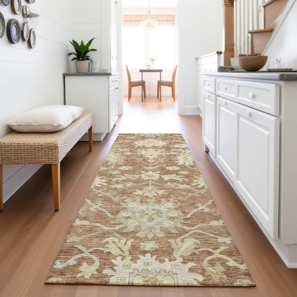 Premium Machine Washable Mayfield AMF1150 Paprika 2'3" x 7'6" Runner Rug. Picture 5