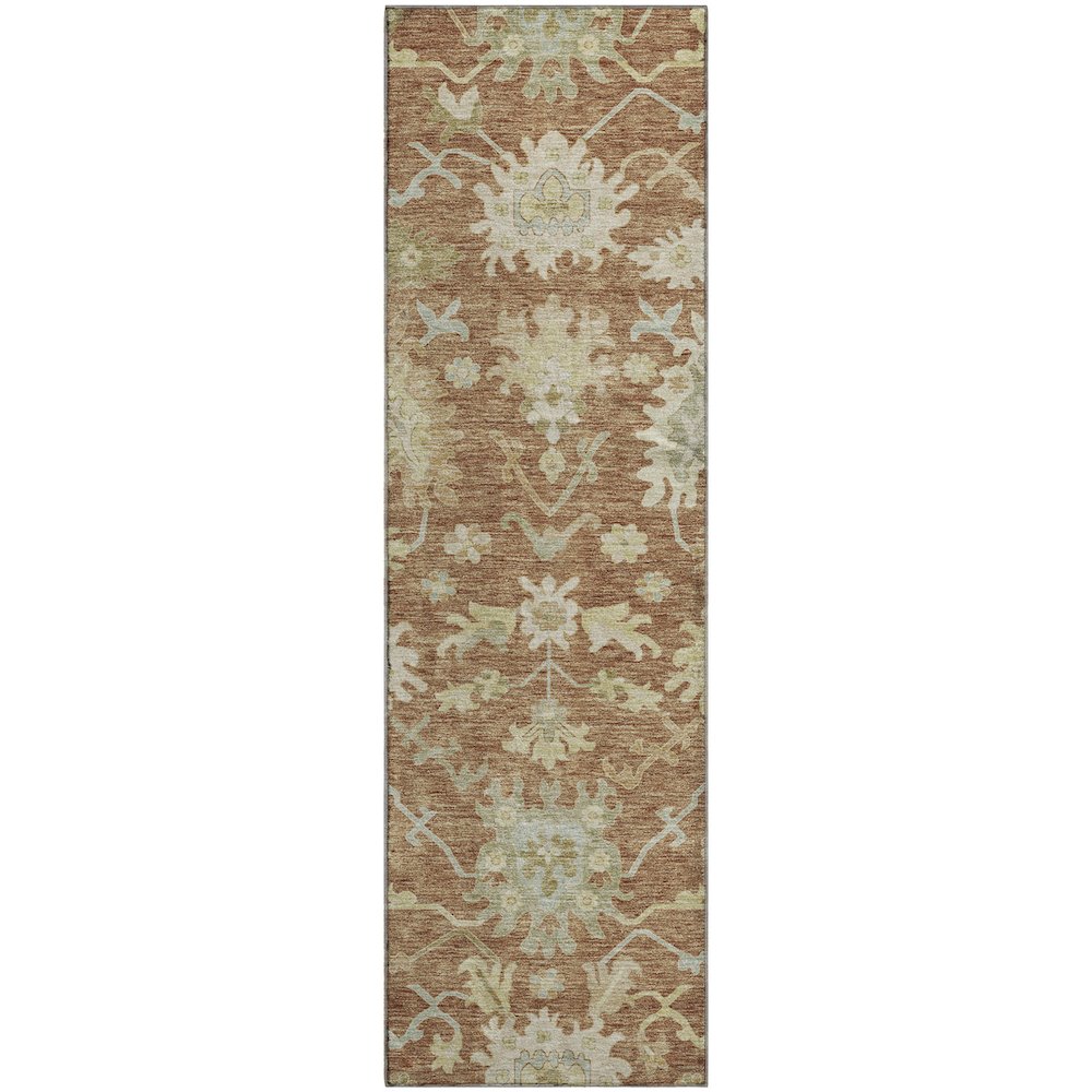 Premium Machine Washable Mayfield AMF1150 Paprika 2'3" x 7'6" Runner Rug. Picture 1