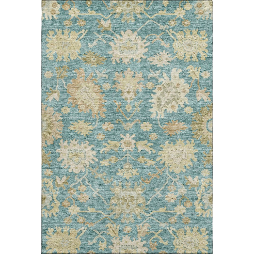 Premium Machine Washable Mayfield AMF1150 Teal 2'6" x 3'10" Rug. Picture 1
