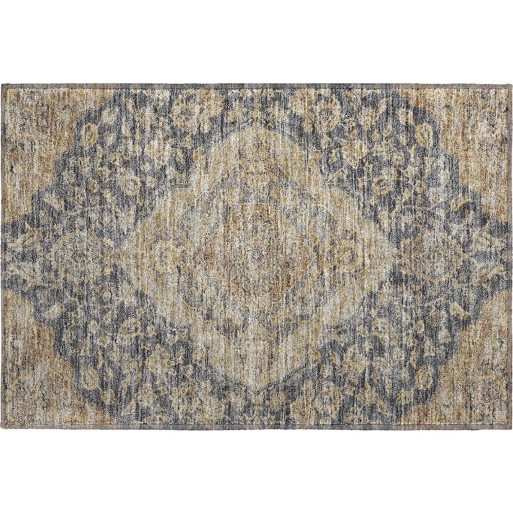 Premium Machine Washable Mayfield AMF1151 Charcoal 1'8" x 2'6" Rug. Picture 1
