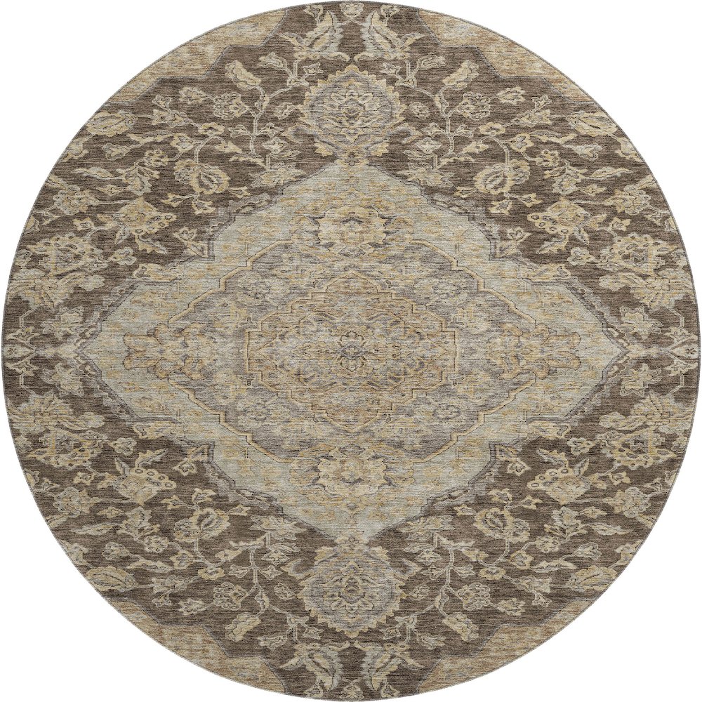 Premium Machine Washable Mayfield AMF1151 Chocolate 8' x 8' Round Rug. Picture 1