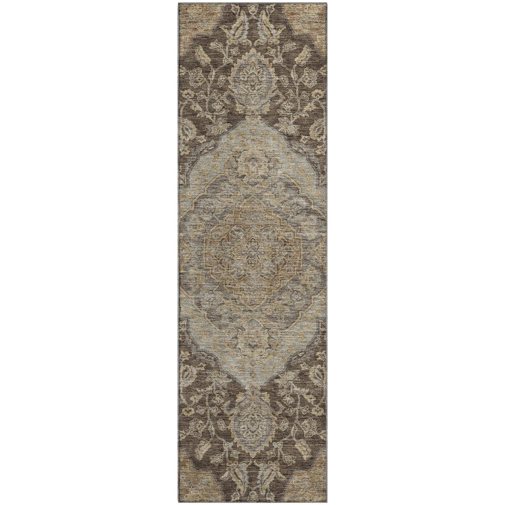Premium Machine Washable Mayfield AMF1151 Chocolate 2'3" x 7'6" Runner Rug. Picture 1
