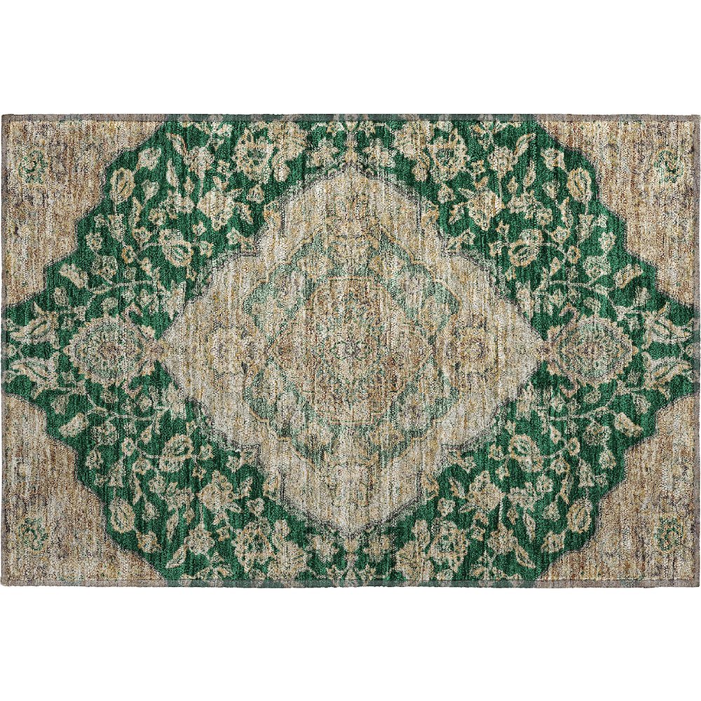 Premium Machine Washable Mayfield AMF1151 Emerald 1'8" x 2'6" Rug. Picture 1