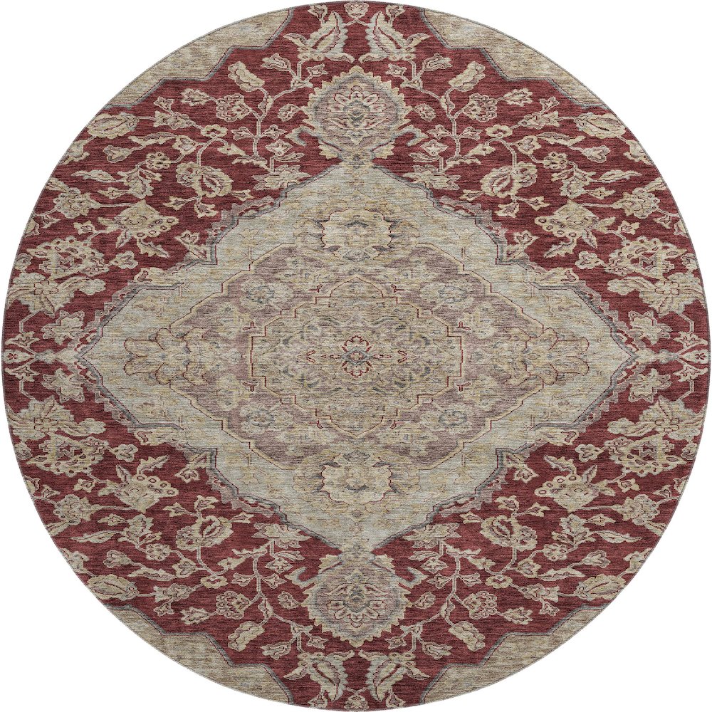 Premium Machine Washable Mayfield AMF1151 Garnet 8' x 8' Round Rug. Picture 1
