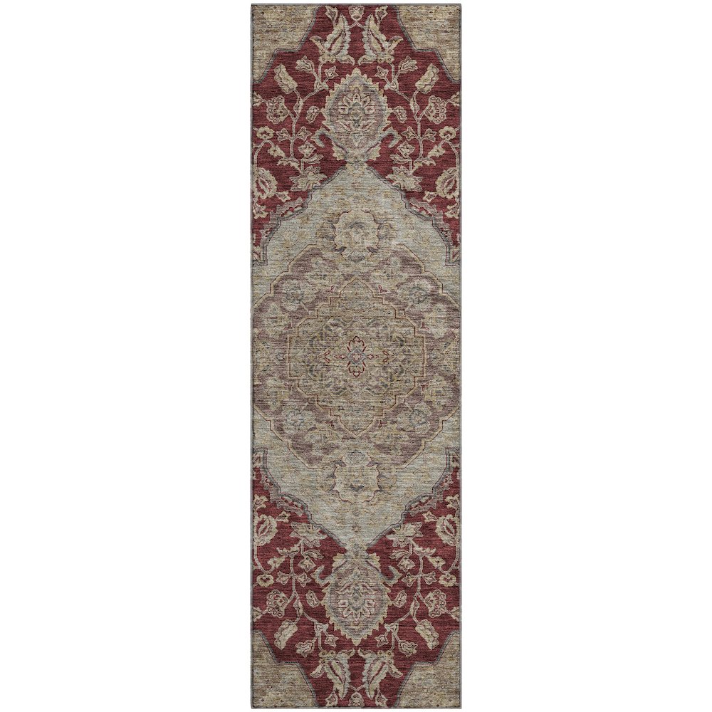 Premium Machine Washable Mayfield AMF1151 Garnet 2'3" x 7'6" Runner Rug. Picture 1