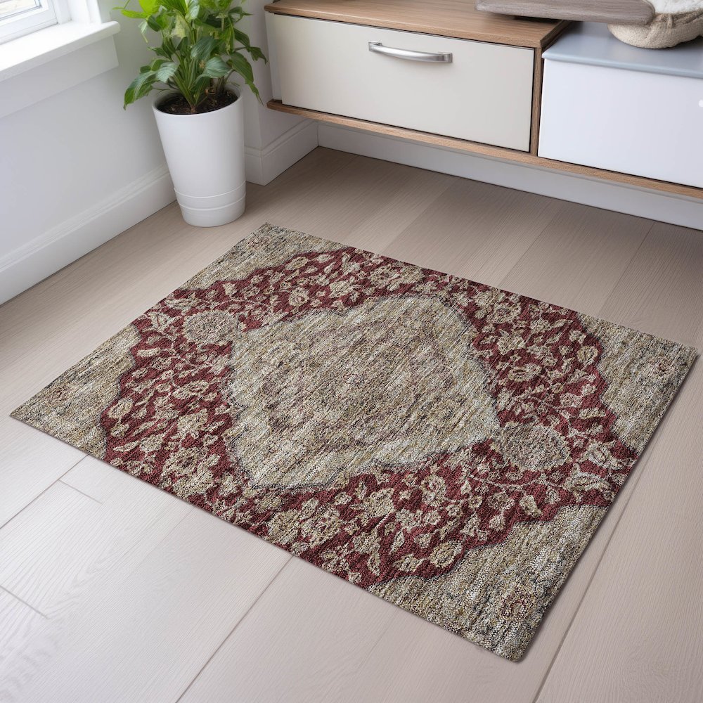 Premium Machine Washable Mayfield AMF1151 Garnet 1'8" x 2'6" Rug. Picture 5