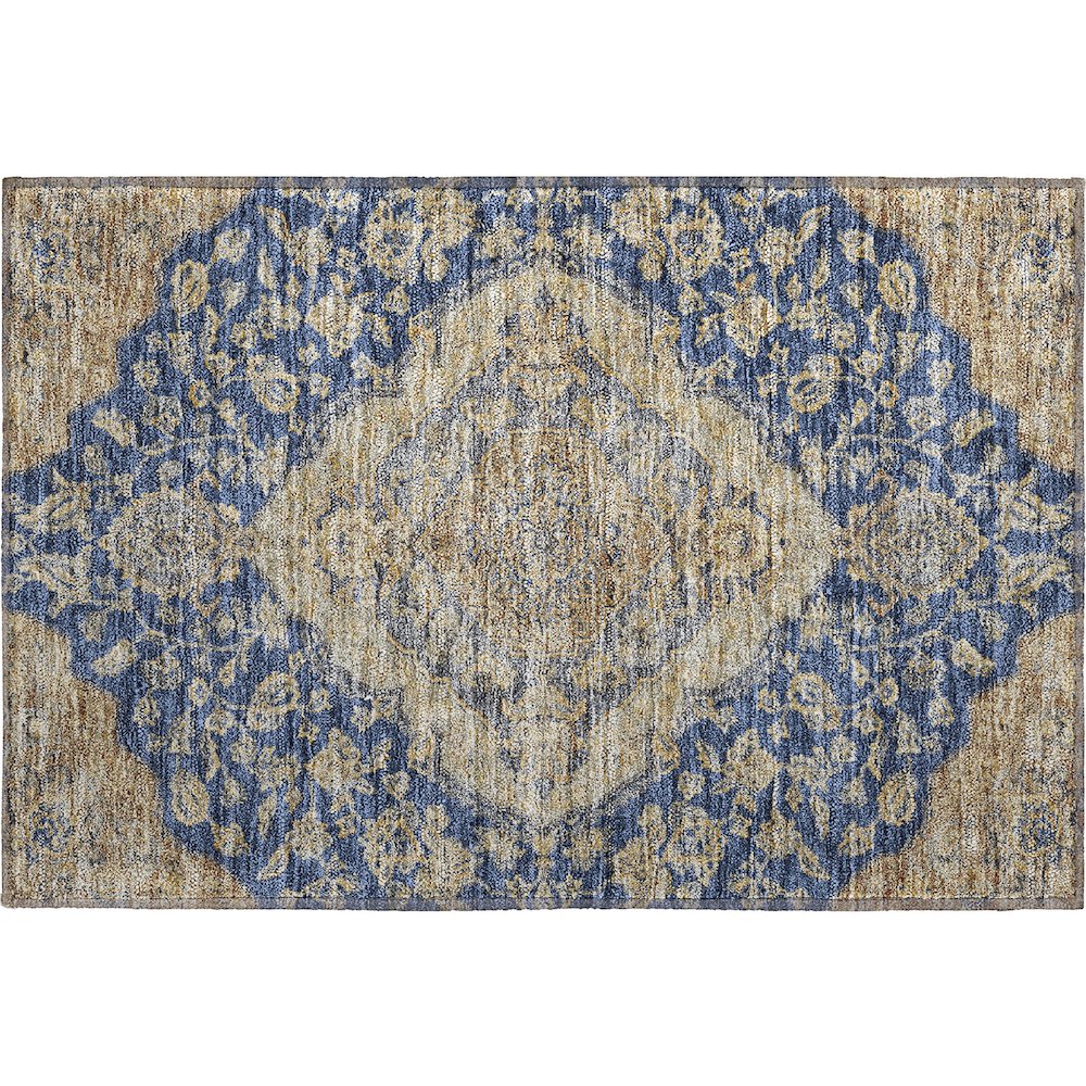 Premium Machine Washable Mayfield AMF1151 Navy 1'8" x 2'6" Rug. Picture 1