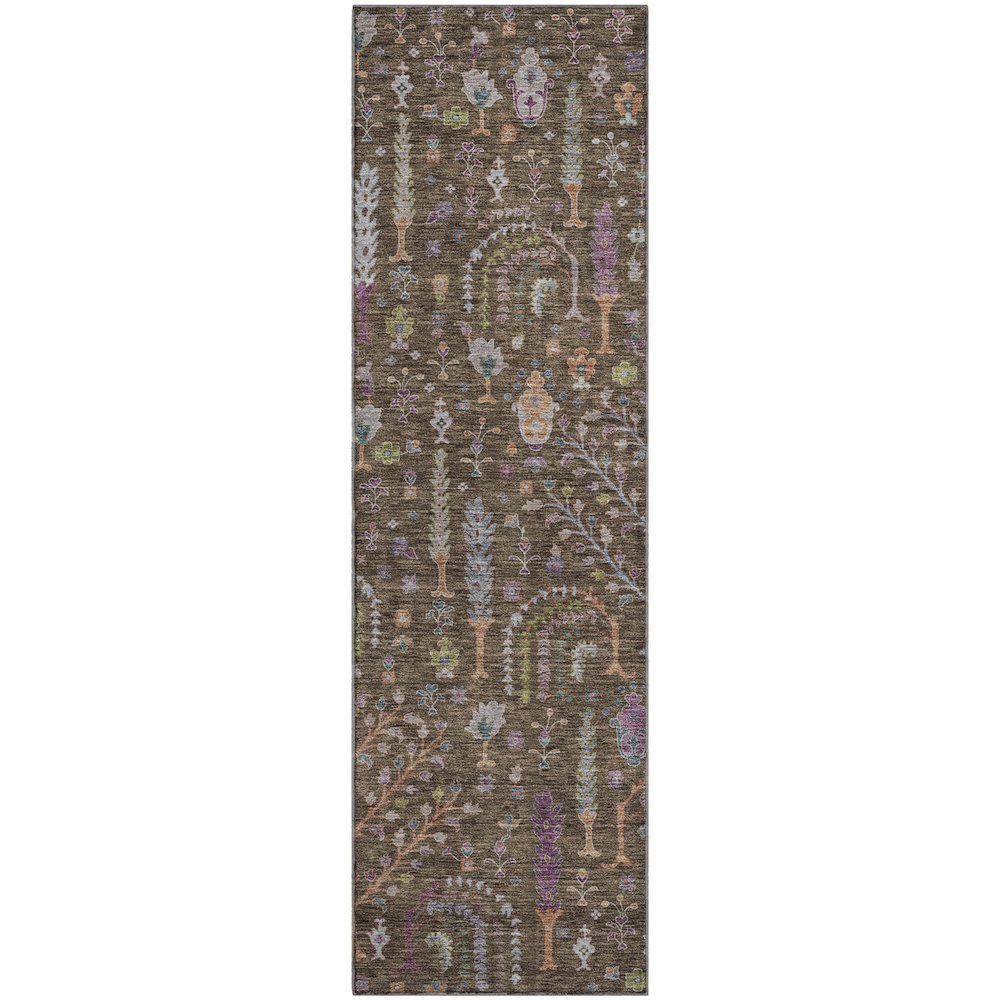 Premium Machine Washable Mayfield AMF1152 Brown 2'3" x 7'6" Runner Rug. Picture 1