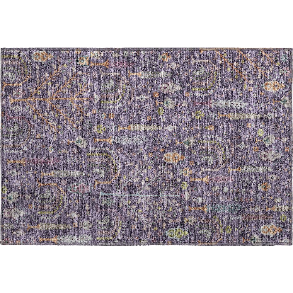 Premium Machine Washable Mayfield AMF1152 Eggplant 1'8" x 2'6" Rug. Picture 1