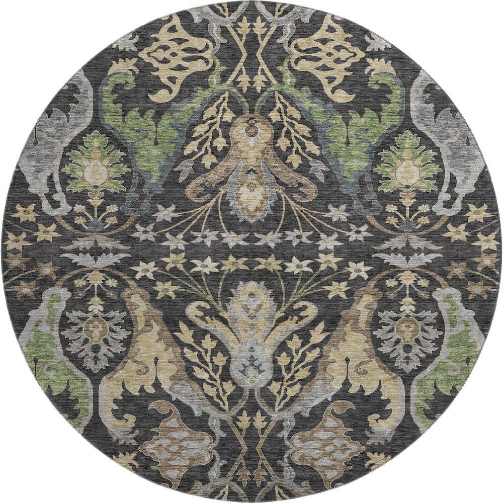 Premium Machine Washable Mayfield AMF1153 Black 8' x 8' Round Rug. Picture 1