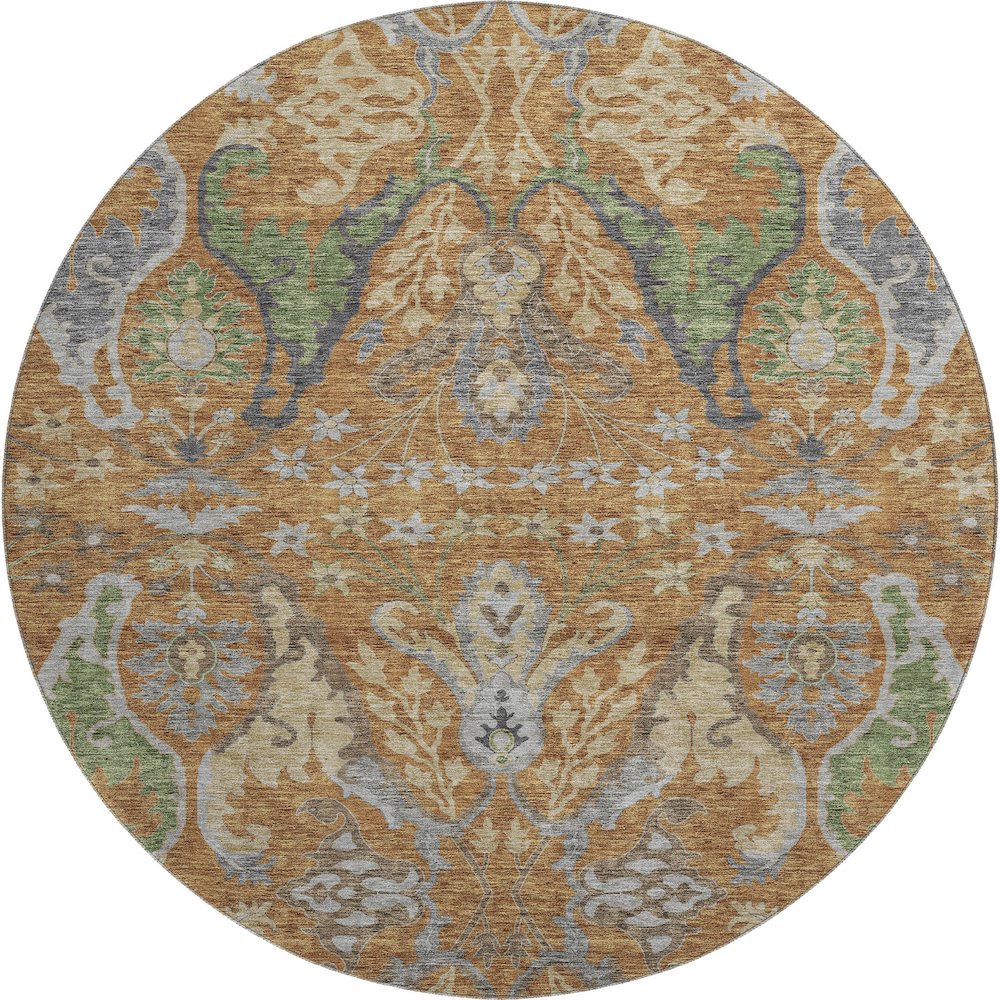 Premium Machine Washable Mayfield AMF1153 Copper 8' x 8' Round Rug. Picture 1
