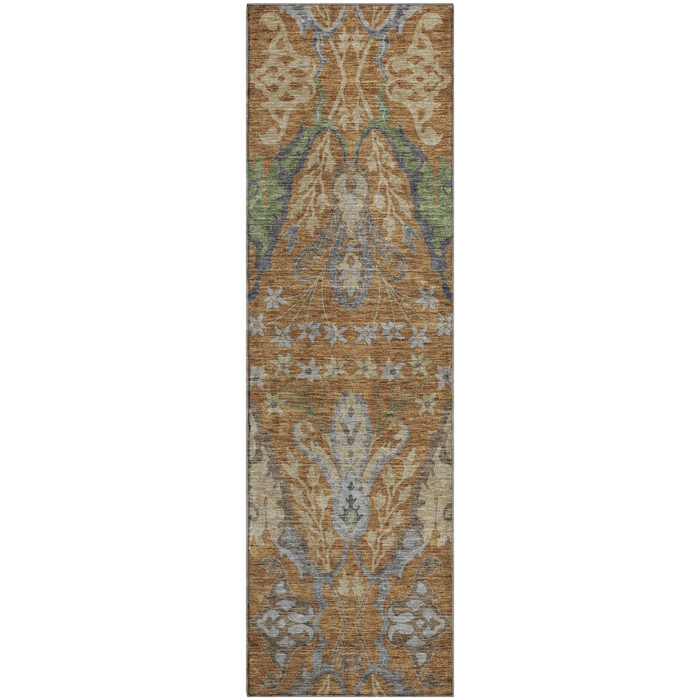 Premium Machine Washable Mayfield AMF1153 Copper 2'3" x 7'6" Runner Rug. Picture 1