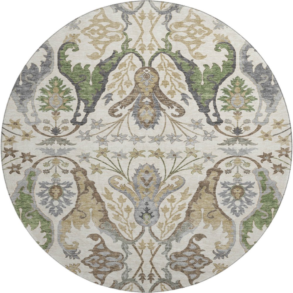 Premium Machine Washable Mayfield AMF1153 Ivory 8' x 8' Round Rug. Picture 1