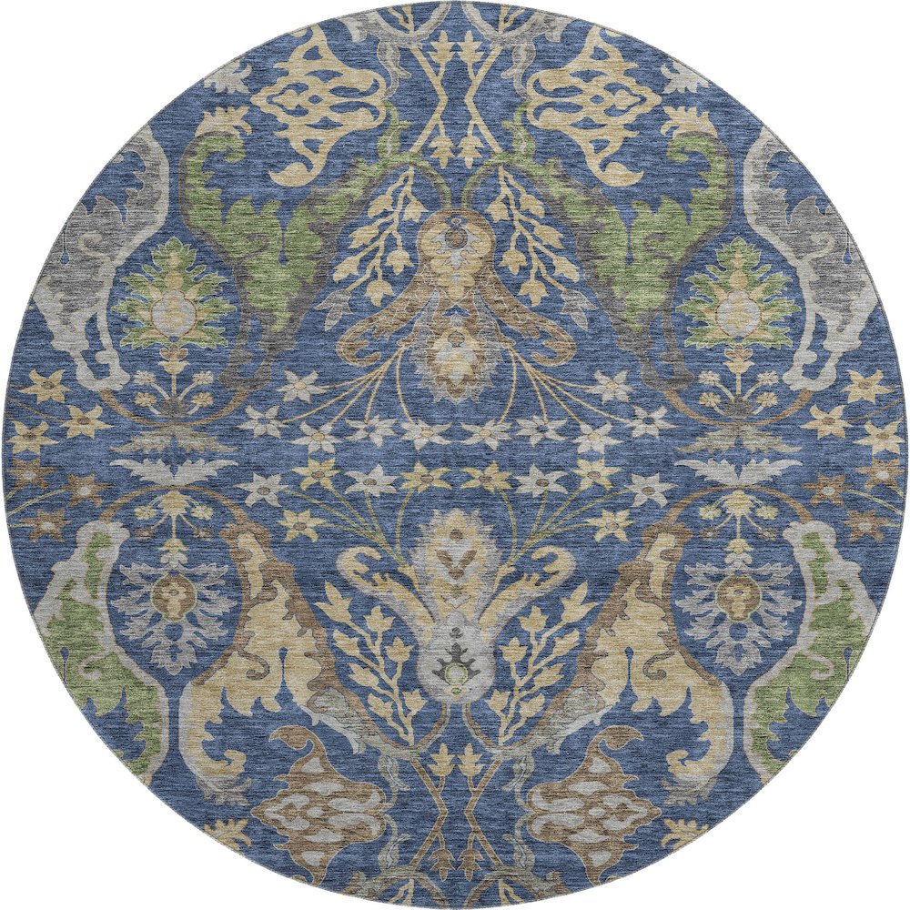 Premium Machine Washable Mayfield AMF1153 Navy 8' x 8' Round Rug. Picture 1