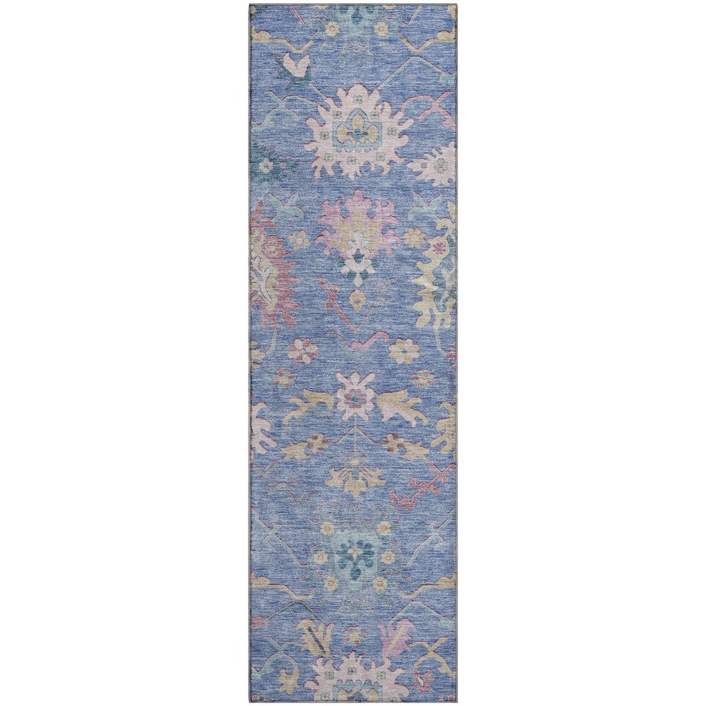 Premium Machine Washable Mayfield AMF1154 Blue 2'3" x 7'6" Runner Rug. Picture 1