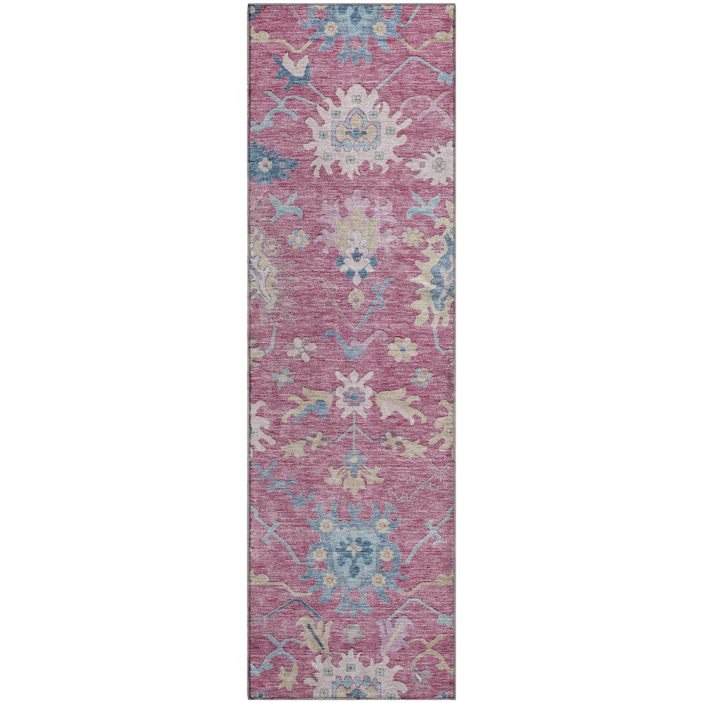 Premium Machine Washable Mayfield AMF1154 Pink 2'3" x 7'6" Runner Rug. Picture 1