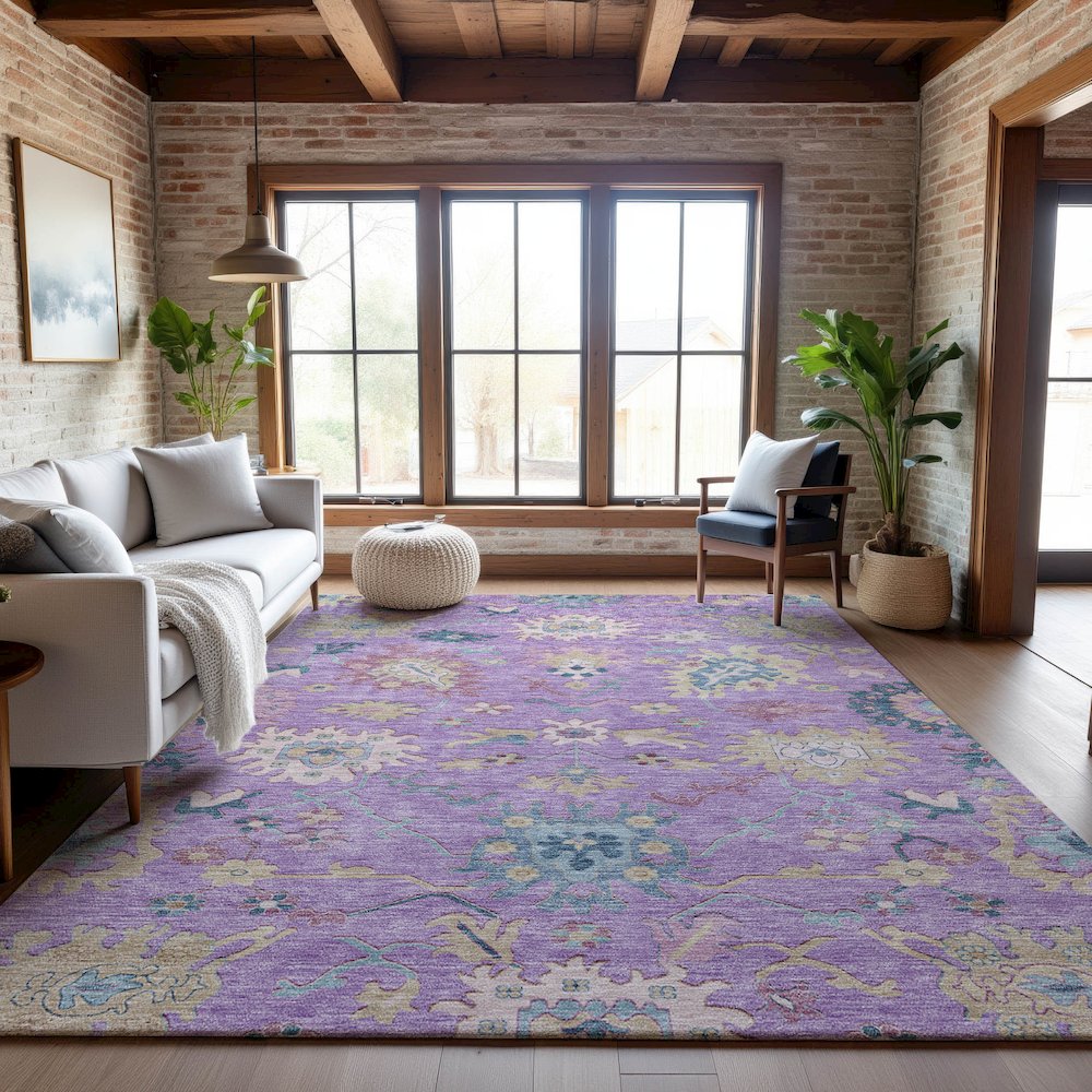 Premium Machine Washable Mayfield AMF1154 Purple 2'6" x 3'10" Rug. Picture 5