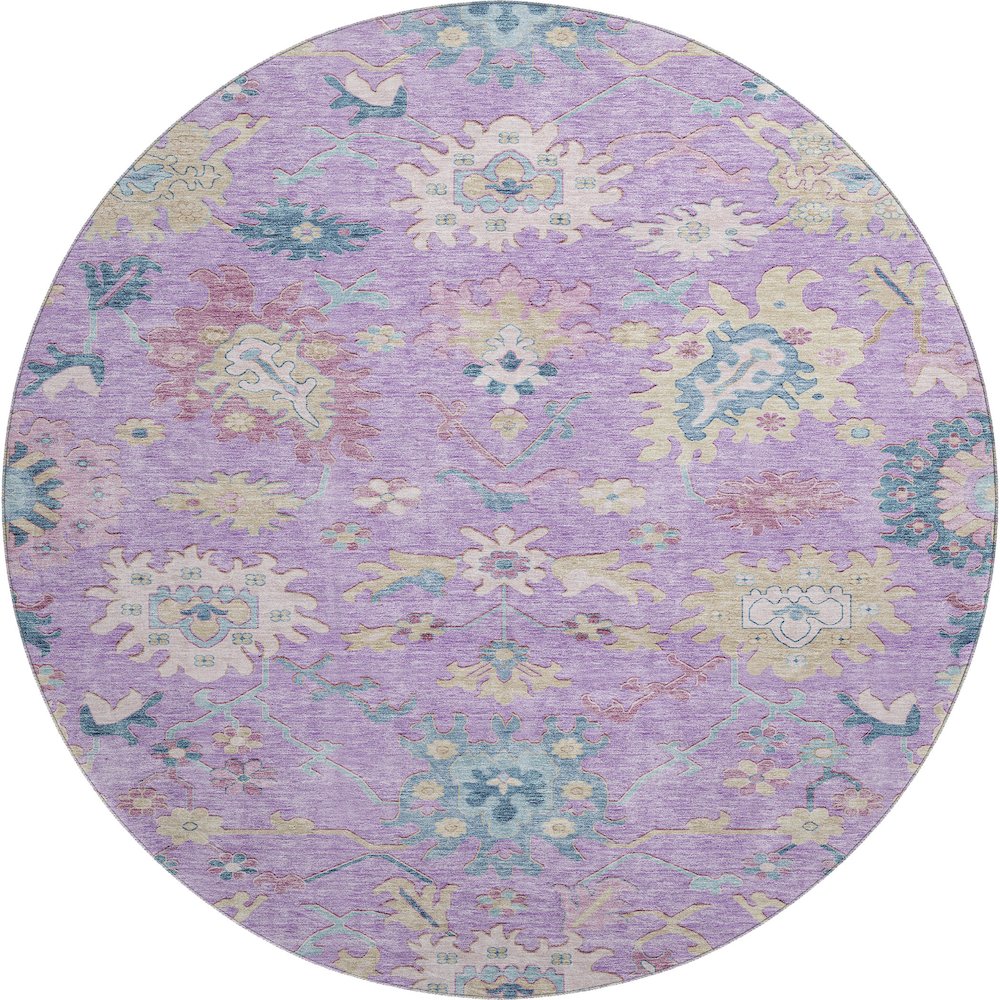 Premium Machine Washable Mayfield AMF1154 Purple 8' x 8' Round Rug. Picture 1
