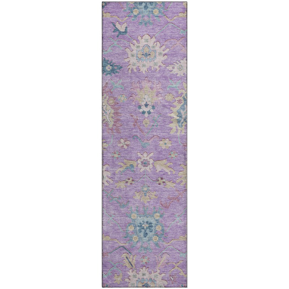 Premium Machine Washable Mayfield AMF1154 Purple 2'3" x 7'6" Runner Rug. Picture 1