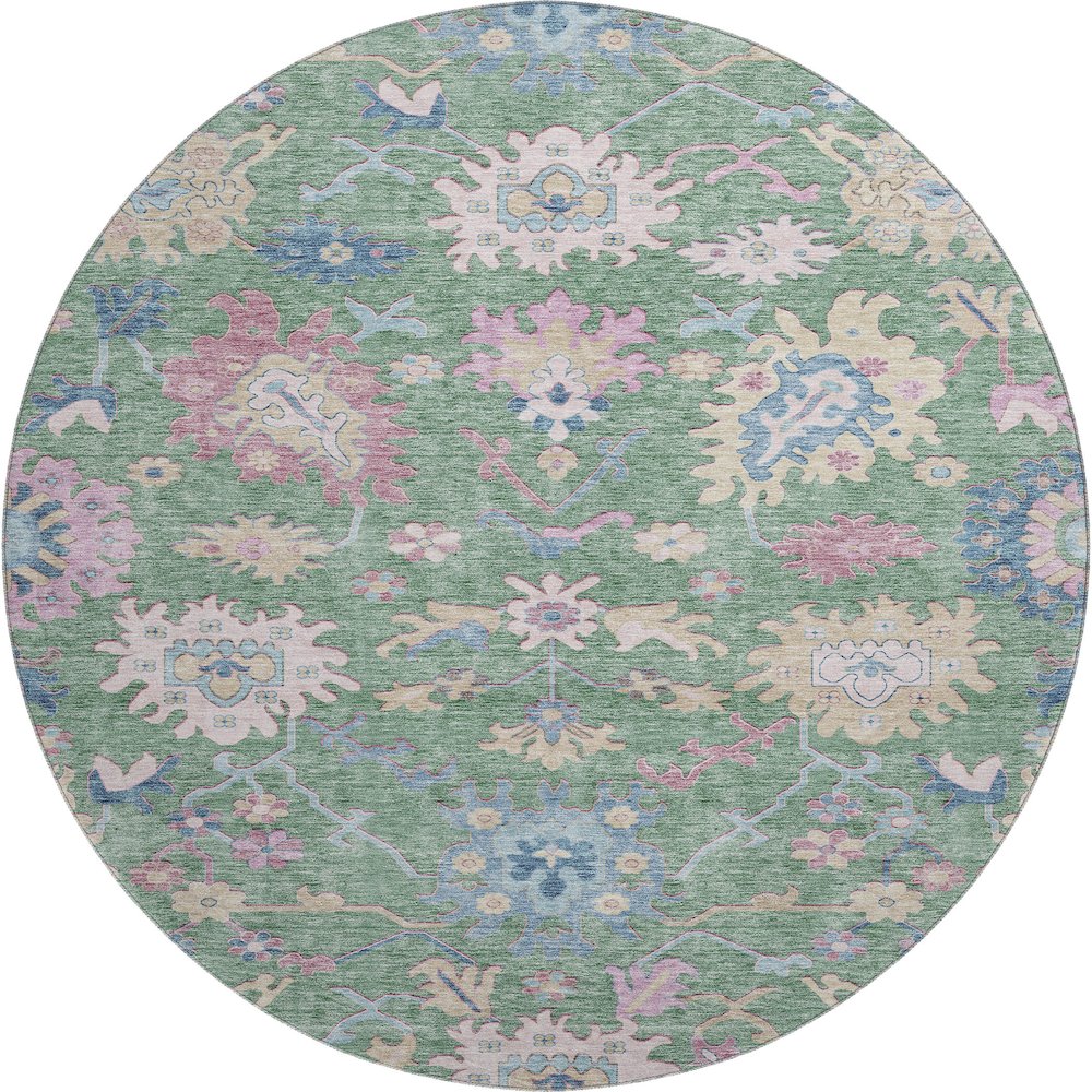 Premium Machine Washable Mayfield AMF1154 Sage 8' x 8' Round Rug. Picture 1