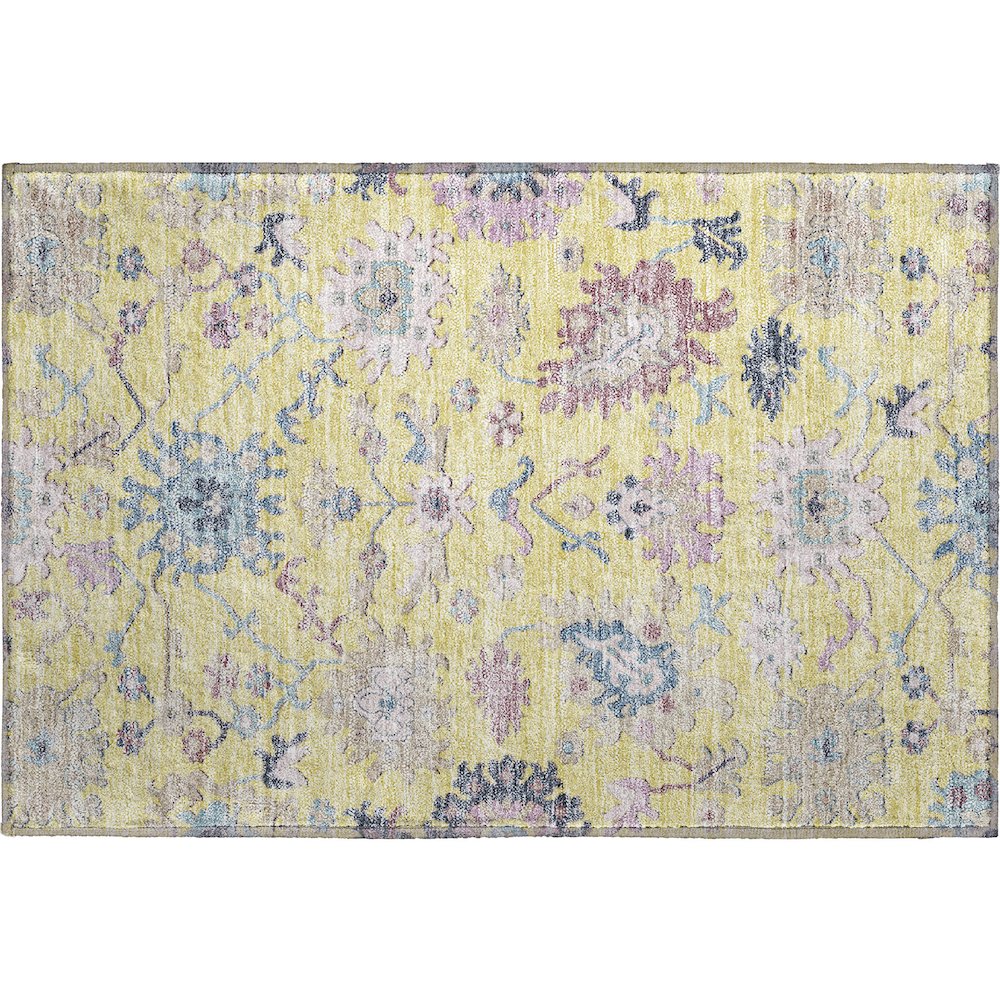 Premium Machine Washable Mayfield AMF1154 Yellow 1'8" x 2'6" Rug. Picture 1