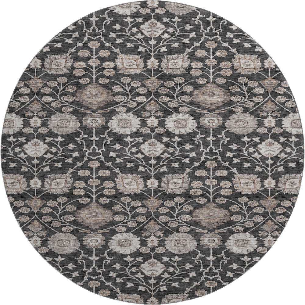Premium Machine Washable Mayfield AMF1155 Black 8' x 8' Round Rug. Picture 1