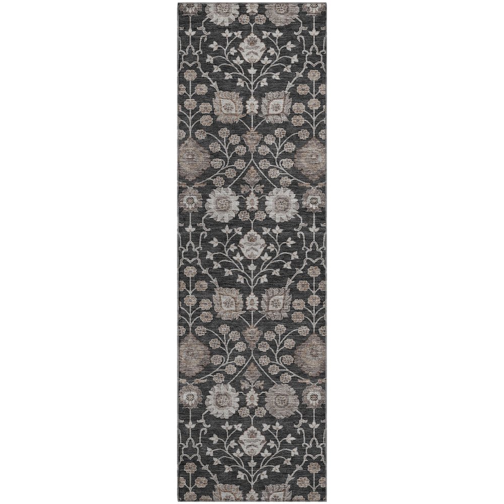 Premium Machine Washable Mayfield AMF1155 Black 2'3" x 7'6" Runner Rug. Picture 1