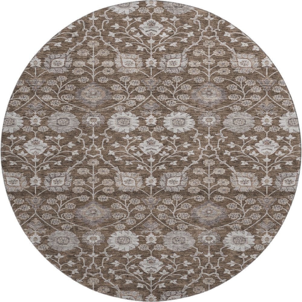 Premium Machine Washable Mayfield AMF1155 Chocolate 8' x 8' Round Rug. Picture 1