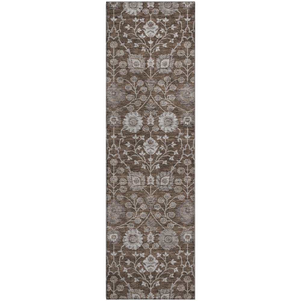 Premium Machine Washable Mayfield AMF1155 Chocolate 2'3" x 7'6" Runner Rug. Picture 1