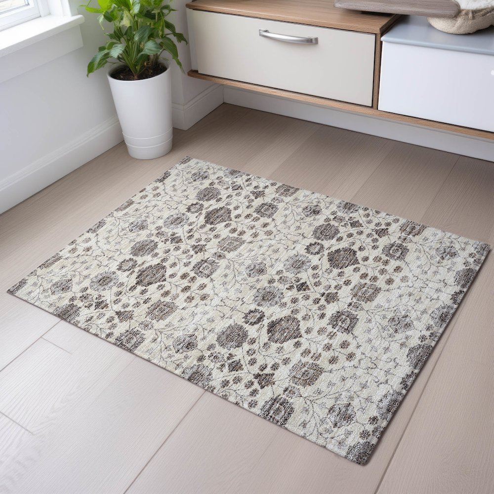 Premium Machine Washable Mayfield AMF1155 Ivory 1'8" x 2'6" Rug. Picture 5