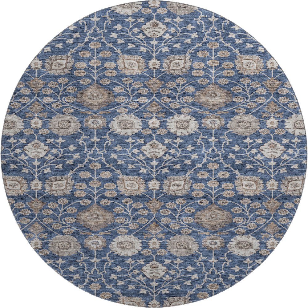 Premium Machine Washable Mayfield AMF1155 Navy 8' x 8' Round Rug. Picture 1