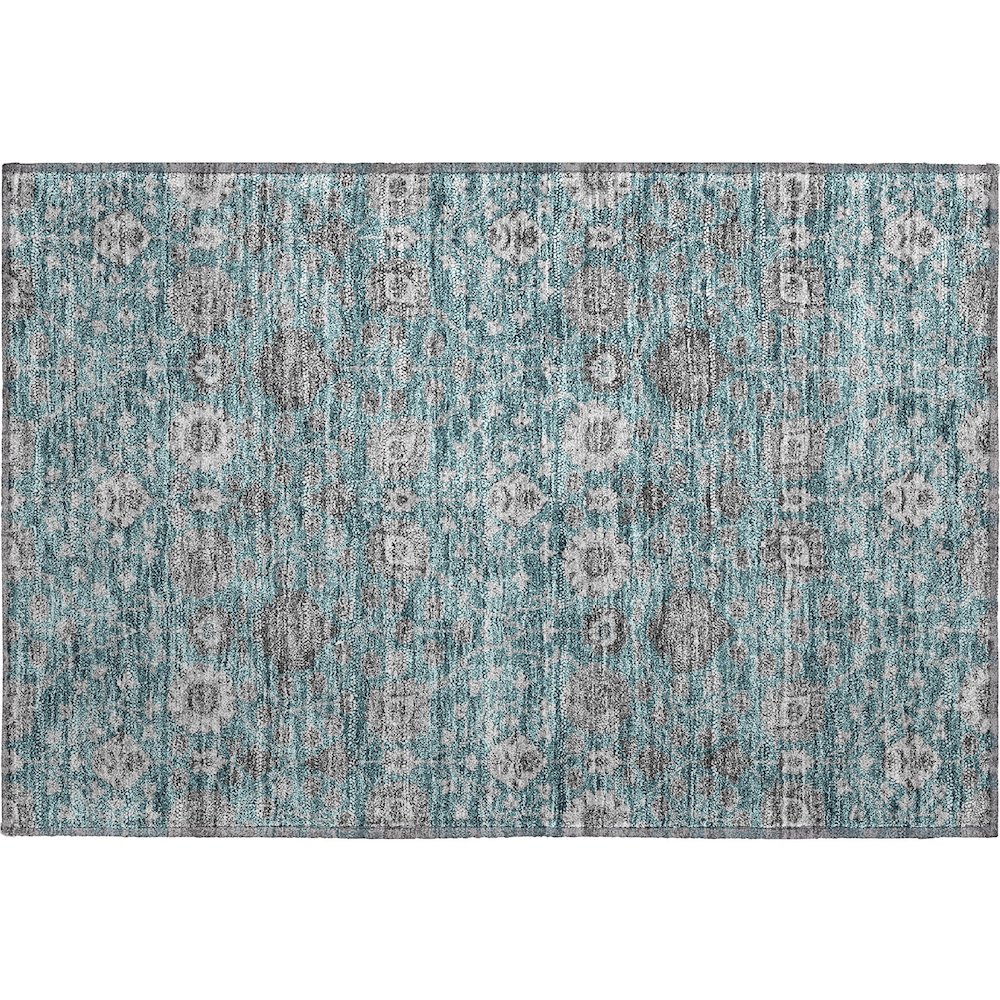 Premium Machine Washable Mayfield AMF1155 Teal 1'8" x 2'6" Rug. Picture 1