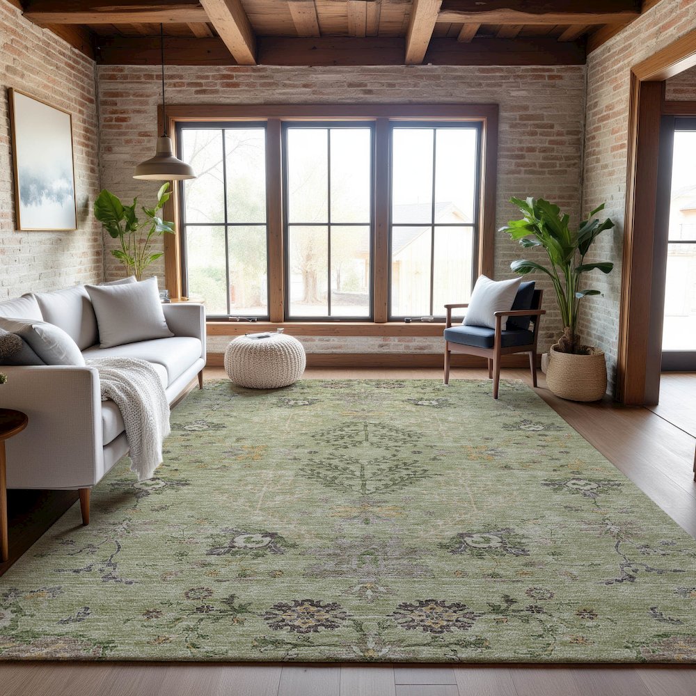 Premium Machine Washable Mayfield AMF1156 Aloe 2'6" x 3'10" Rug. Picture 5