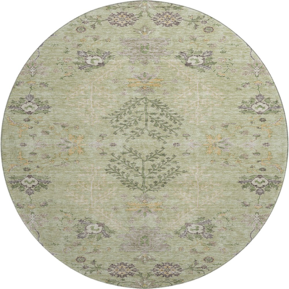 Premium Machine Washable Mayfield AMF1156 Aloe 8' x 8' Round Rug. Picture 1