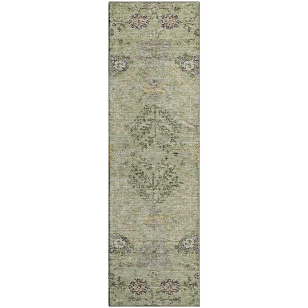 Premium Machine Washable Mayfield AMF1156 Aloe 2'3" x 7'6" Runner Rug. Picture 1
