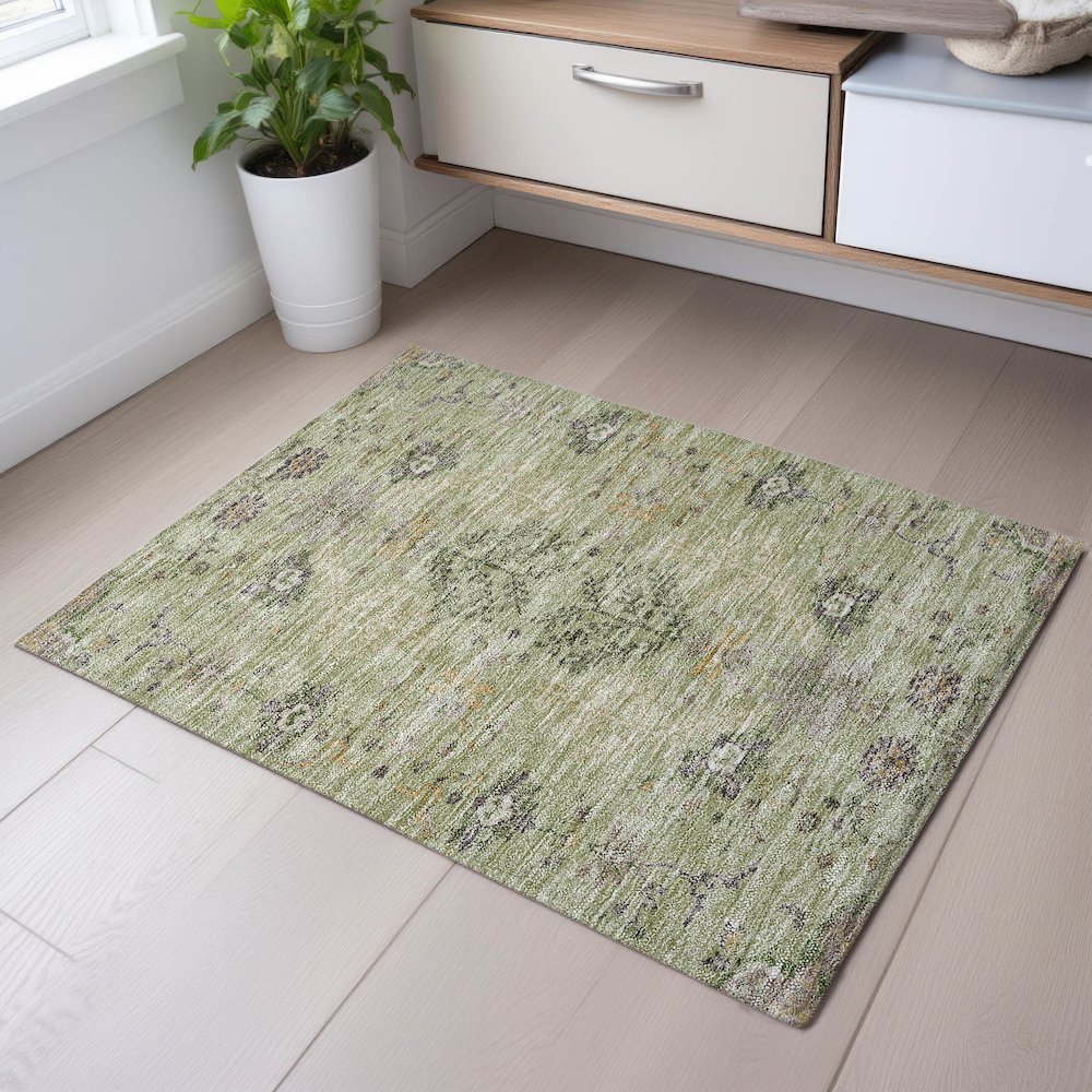 Premium Machine Washable Mayfield AMF1156 Aloe 1'8" x 2'6" Rug. Picture 5