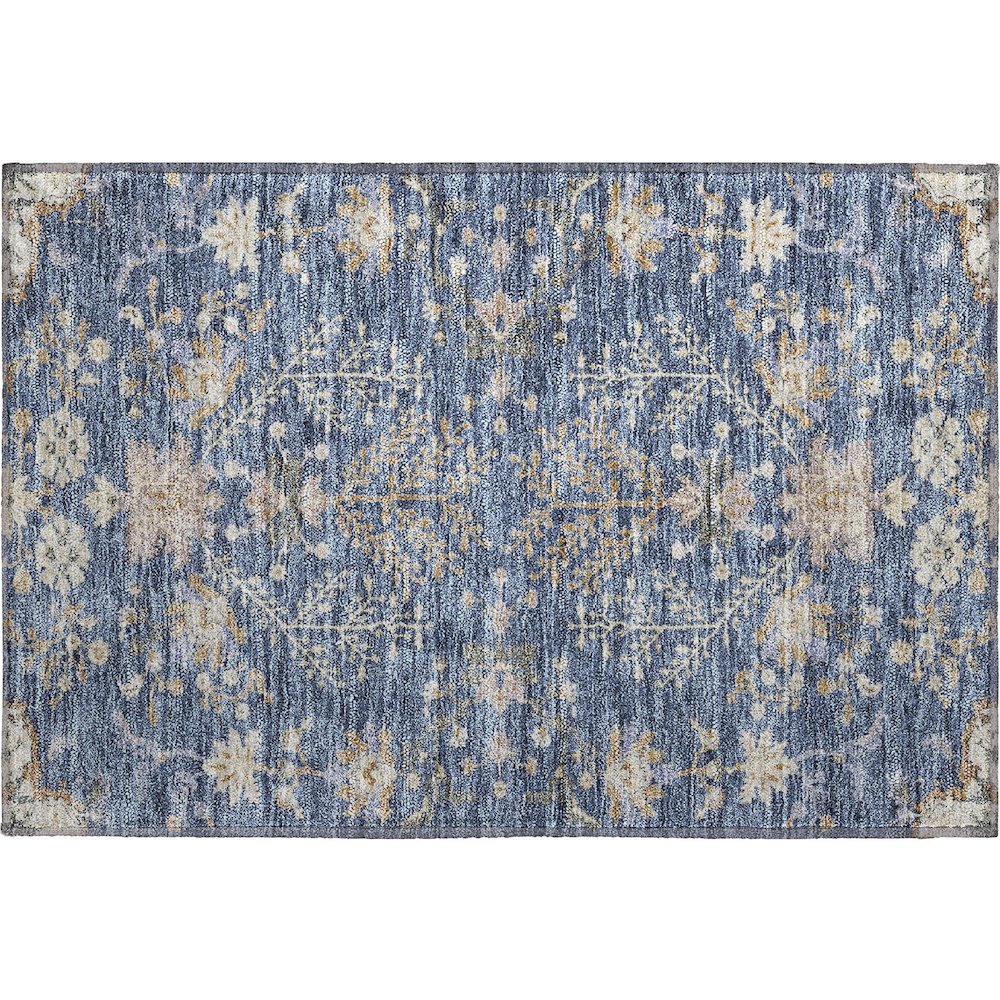 Premium Machine Washable Mayfield AMF1156 Blue 1'8" x 2'6" Rug. Picture 1