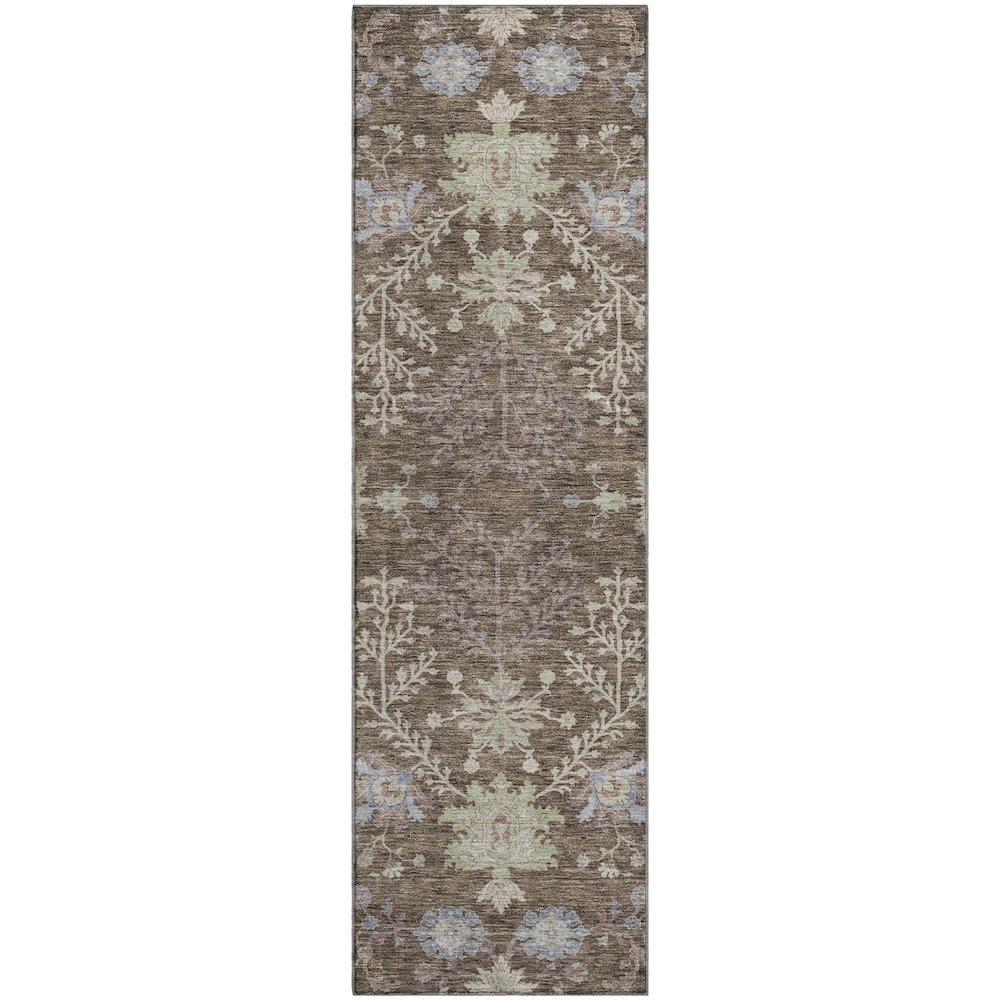 Premium Machine Washable Mayfield AMF1156 Brown 2'3" x 7'6" Runner Rug. Picture 1