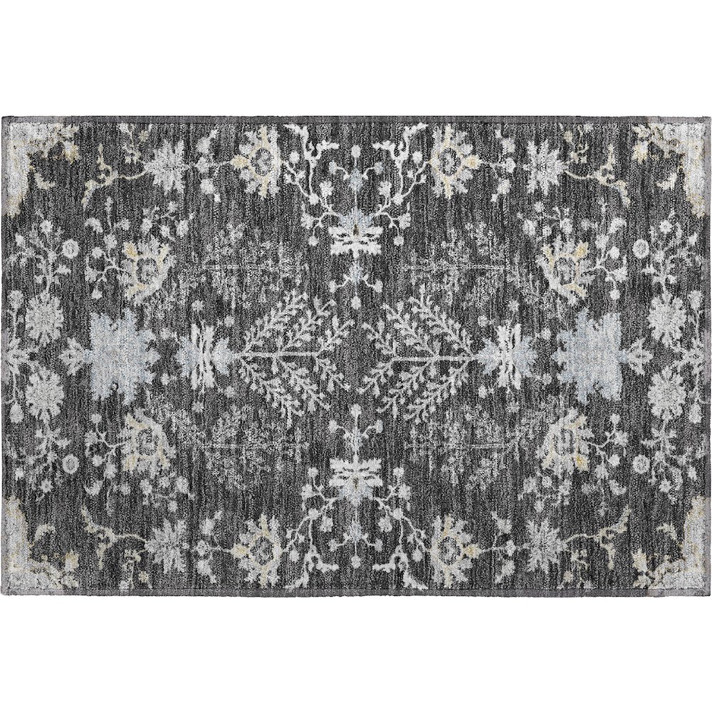 Premium Machine Washable Mayfield AMF1156 Charcoal 1'8" x 2'6" Rug. Picture 1
