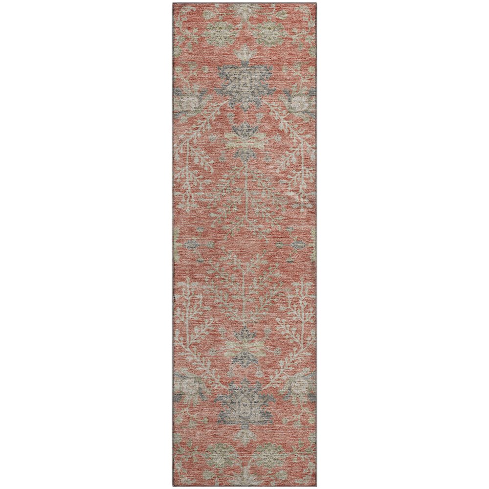 Premium Machine Washable Mayfield AMF1156 Coral 2'3" x 7'6" Runner Rug. Picture 1