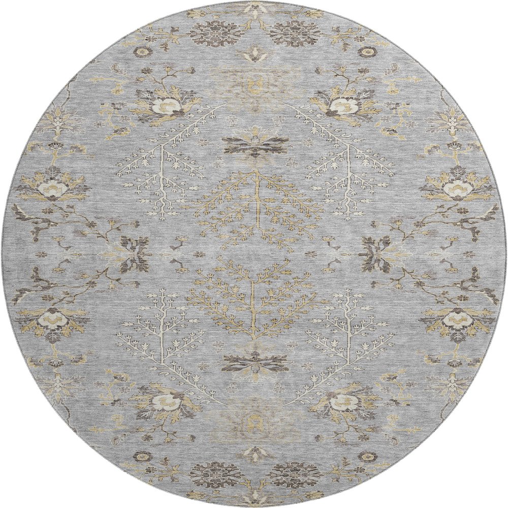 Premium Machine Washable Mayfield AMF1156 Gray 8' x 8' Round Rug. Picture 1