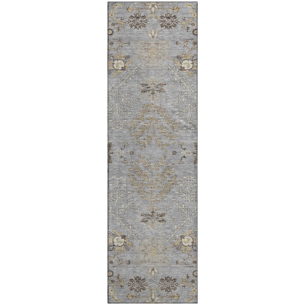 Premium Machine Washable Mayfield AMF1156 Gray 2'3" x 7'6" Runner Rug. Picture 1