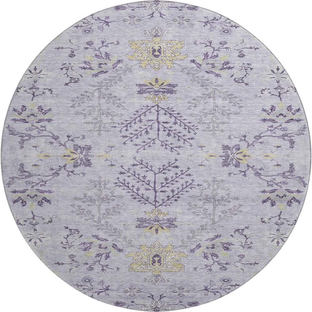 Premium Machine Washable Mayfield AMF1156 Lavender 8' x 8' Round Rug. Picture 1